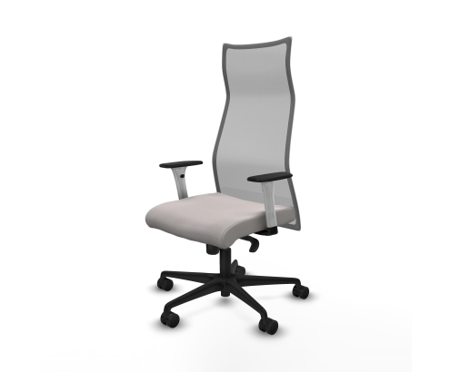 Piqueras y Crespo Albacete malla sincro malla gris similpiel blanco brazos blancos base nailon ruedas 65 mm nailon