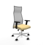 Piqueras y Crespo Albacete malla sincro malla gris similpiel crema brazos 2D base blanca ruedas 65 mm nailon