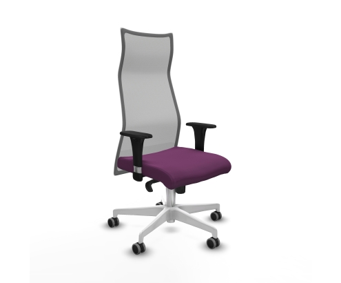Piqueras y Crespo Albacete malla sincro malla gris similpiel morado brazos 1D base blanca ruedas 65mm engomadas