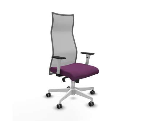 Piqueras y Crespo Albacete malla sincro malla gris similpiel morado brazos blancos base blanca ruedas 65mm engomadas