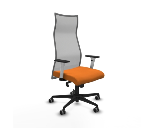 Piqueras y Crespo Albacete malla sincro malla gris similpiel naranja brazos blancos base nailon ruedas 65mm engomadas