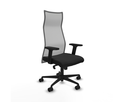 Piqueras y Crespo Albacete malla sincro malla gris similpiel negro brazos 2D base nailon ruedas 65 mm nailon