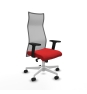 Piqueras y Crespo Albacete malla sincro malla gris similpiel rojo brazos 2D base blanca ruedas 65 mm nailon