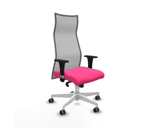 Piqueras y Crespo Albacete malla sincro malla gris similpiel rosa brazos 1D base blanca ruedas 65mm engomadas