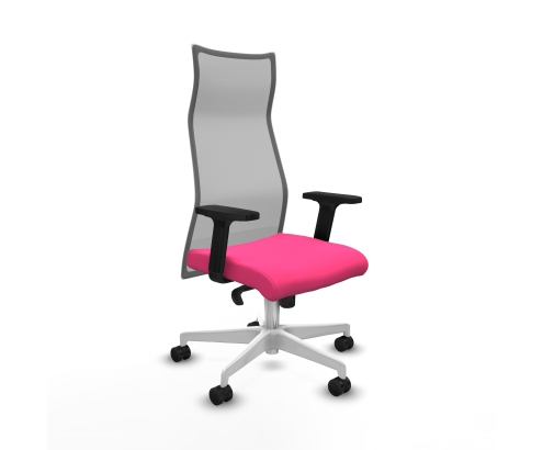 Piqueras y Crespo Albacete malla sincro malla gris similpiel rosa brazos 2D base blanca ruedas 65 mm nailon