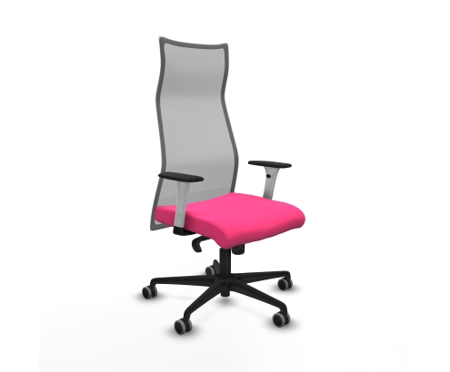 Piqueras y Crespo Albacete malla sincro malla gris similpiel rosa brazos blancos base nailon ruedas 65mm engomadas