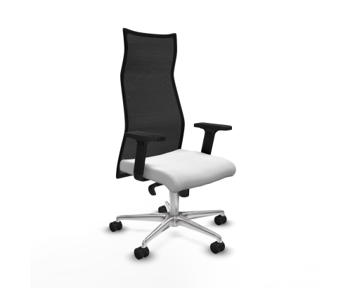 Piqueras y Crespo Albacete malla sincro malla negra bali blanco brazos 2D base aluminio ruedas 65 mm nailon