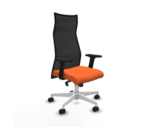 Piqueras y Crespo Albacete malla sincro malla negra bali naranja brazos 2D base blanca ruedas 65 mm nailon