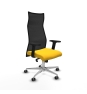Piqueras y Crespo Albacete malla sincro malla negra similpiel amarillo brazos 2D base aluminio ruedas 65mm engomadas