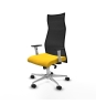 Piqueras y Crespo Albacete malla sincro malla negra similpiel amarillo brazos blancos base aluminio ruedas 65 mm nailon