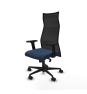 Piqueras y Crespo Albacete malla sincro malla negra similpiel azul marino brazos 2D base nailon ruedas 65 mm nailon