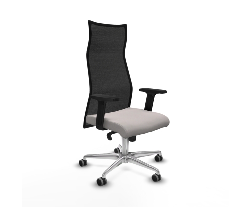 Piqueras y Crespo Albacete malla sincro malla negra similpiel blanco brazos 2D base aluminio ruedas 65mm engomadas