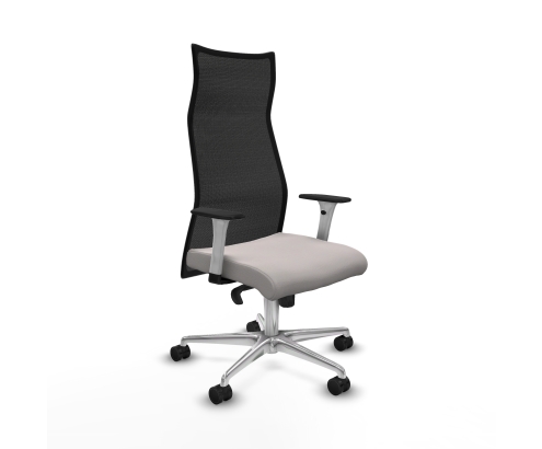 Piqueras y Crespo Albacete malla sincro malla negra similpiel blanco brazos blancos base aluminio ruedas 65 mm nailon