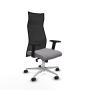 Piqueras y Crespo Albacete malla sincro malla negra similpiel gris brazos 2D base aluminio ruedas 65 mm nailon