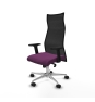 Piqueras y Crespo Albacete malla sincro malla negra similpiel morado brazos 2D base aluminio ruedas 65 mm nailon