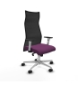 Piqueras y Crespo Albacete malla sincro malla negra similpiel morado brazos blancos base aluminio ruedas 65 mm nailon