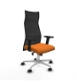 Piqueras y Crespo Albacete malla sincro malla negra similpiel naranja brazos 2D base aluminio ruedas 65 mm nailon