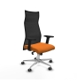 Piqueras y Crespo Albacete malla sincro malla negra similpiel naranja brazos 2D base aluminio ruedas 65mm engomadas