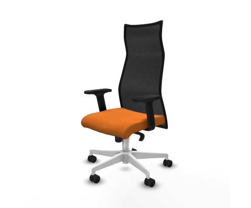 Piqueras y Crespo Albacete malla sincro malla negra similpiel naranja brazos 2D base blanca ruedas 65 mm nailon