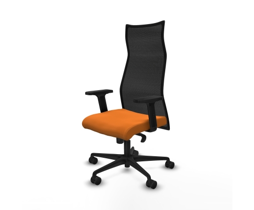 Piqueras y Crespo Albacete malla sincro malla negra similpiel naranja brazos 2D base nailon ruedas 65 mm nailon