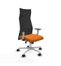 Piqueras y Crespo Albacete malla sincro malla negra similpiel naranja brazos blancos base aluminio ruedas 65 mm nailon