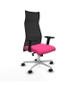 Piqueras y Crespo Albacete malla sincro malla negra similpiel rosa brazos 2D base aluminio ruedas 65 mm nailon