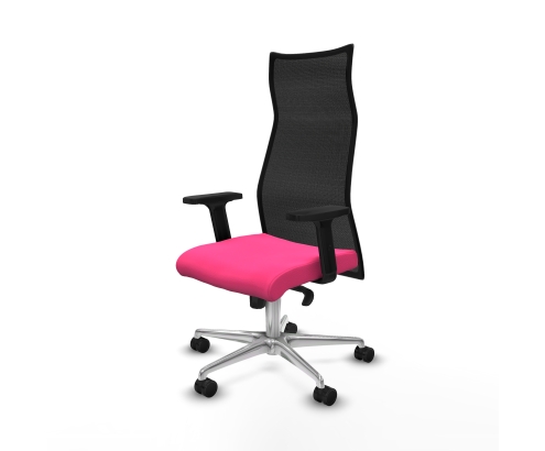 Piqueras y Crespo Albacete malla sincro malla negra similpiel rosa brazos 2D base aluminio ruedas 65 mm nailon