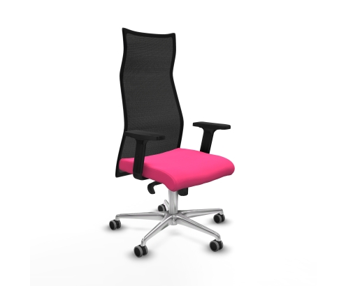 Piqueras y Crespo Albacete malla sincro malla negra similpiel rosa brazos 2D base aluminio ruedas 65mm engomadas