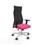 Piqueras y Crespo Albacete malla sincro malla negra similpiel rosa brazos 2D base blanca ruedas 65 mm nailon