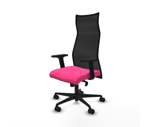 Piqueras y Crespo Albacete malla sincro malla negra similpiel rosa brazos 2D base nailon ruedas 65 mm nailon