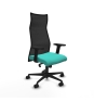Piqueras y Crespo Albacete malla sincro malla negra similpiel turquesa brazos 2D base nailon ruedas 65 mm nailon