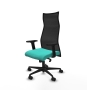 Piqueras y Crespo Albacete malla sincro malla negra similpiel turquesa brazos 2D base nailon ruedas 65 mm nailon