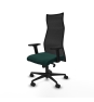 Piqueras y Crespo Albacete malla sincro malla negra similpiel verde botella brazos 2D base nailon ruedas 65 mm nailon