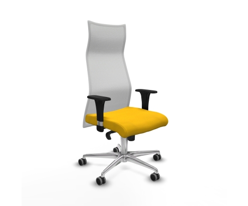 Piqueras y Crespo Albacete malla XL sincro malla blanca bali amarillo brazos 1D base aluminio ruedas 65mm engomadas