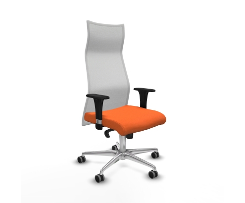 Piqueras y Crespo Albacete malla XL sincro malla blanca bali naranja brazos 1D base aluminio ruedas 65mm engomadas