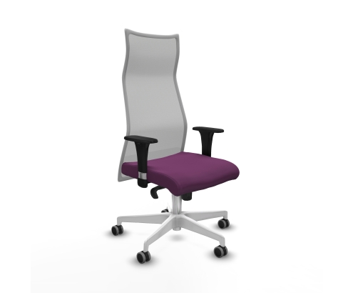 Piqueras y Crespo Albacete malla XL sincro malla gris similpiel morado brazos 1D base blanca ruedas 65mm engomadas