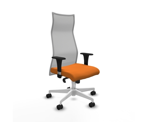 Piqueras y Crespo Albacete malla XL sincro malla gris similpiel naranja brazos 1D base blanca ruedas 65mm nailon