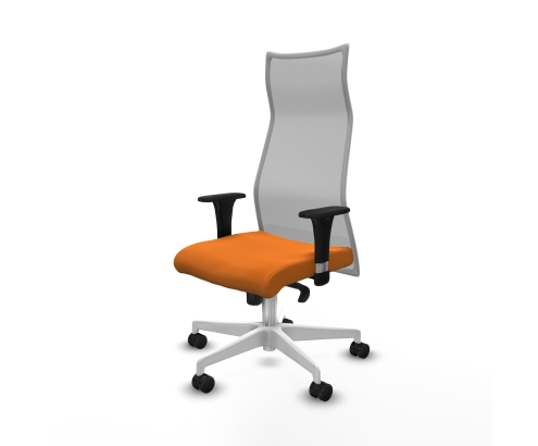 Piqueras y Crespo Albacete malla XL sincro malla gris similpiel naranja brazos 1D base blanca ruedas 65mm nailon