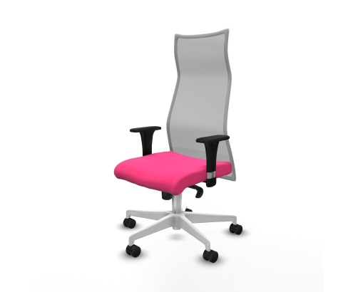 Piqueras y Crespo Albacete malla XL sincro malla gris similpiel rosa brazos 1D base blanca ruedas 65mm nailon