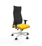 Piqueras y Crespo Albacete malla XL sincro malla negra similpiel amarillo brazos 1D base blanca ruedas 65mm nailon