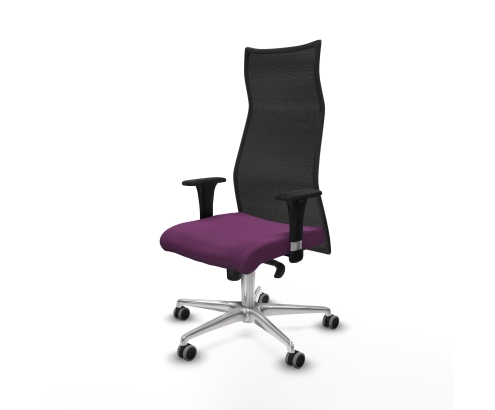 Piqueras y Crespo Albacete malla XL sincro malla negra similpiel morado brazos 1D base aluminio ruedas 65mm engomadas