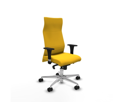 Piqueras y Crespo Albacete XL sincro similpiel amarillo brazos 1D base aluminio ruedas 65 mm nailon