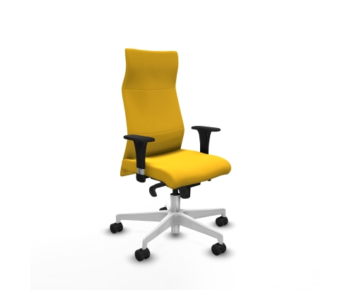 Piqueras y Crespo Albacete XL sincro similpiel amarillo brazos 1D base blanca ruedas 65 mm nailon