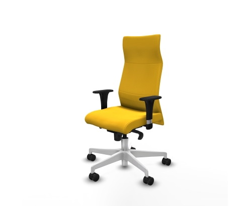 Piqueras y Crespo Albacete XL sincro similpiel amarillo brazos 1D base blanca ruedas 65 mm nailon