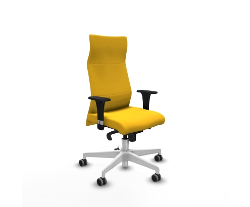 Piqueras y Crespo Albacete XL sincro similpiel amarillo brazos 1D base blanca ruedas 65mm engomadas