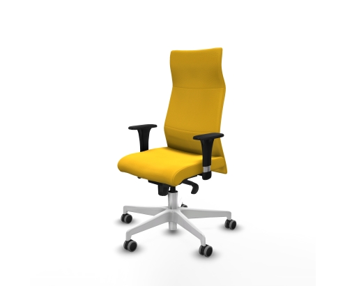 Piqueras y Crespo Albacete XL sincro similpiel amarillo brazos 1D base blanca ruedas 65mm engomadas