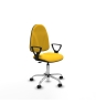 Piqueras y Crespo Algarra CP similpiel amarillo brazos fijos base cromada ruedas nailon 50mm