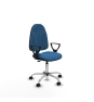 Piqueras y Crespo Algarra CP similpiel azul claro brazos fijos base cromada ruedas nailon 50mm
