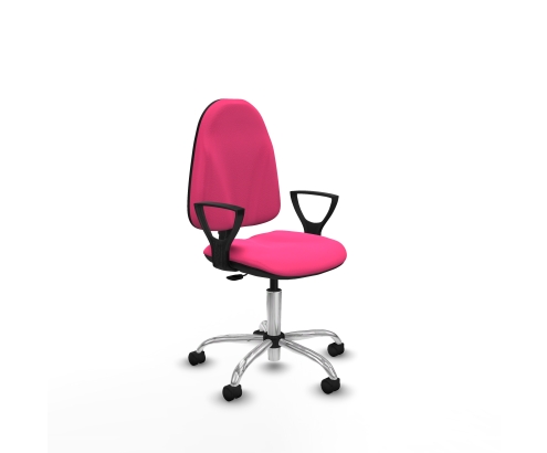 Piqueras y Crespo Algarra CP similpiel rosa brazos fijos base cromada ruedas nailon 50mm