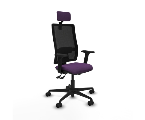 Piqueras y Crespo Bormate asincro malla negra bali morado brazos 2D base nailon cabecero 2D ruedas 65mm nailon